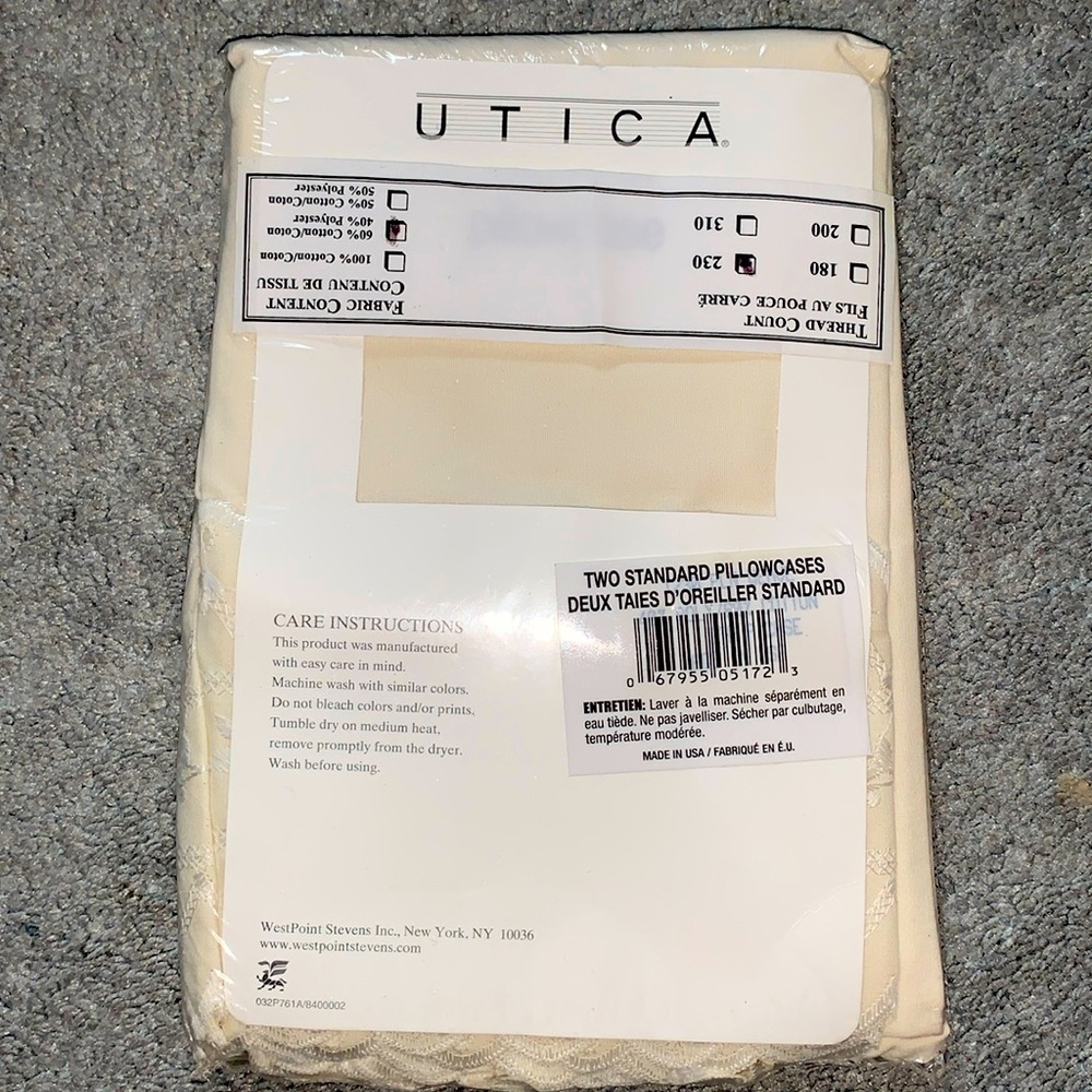 Vintage Utica standard pillow cases 2-pack, NWT